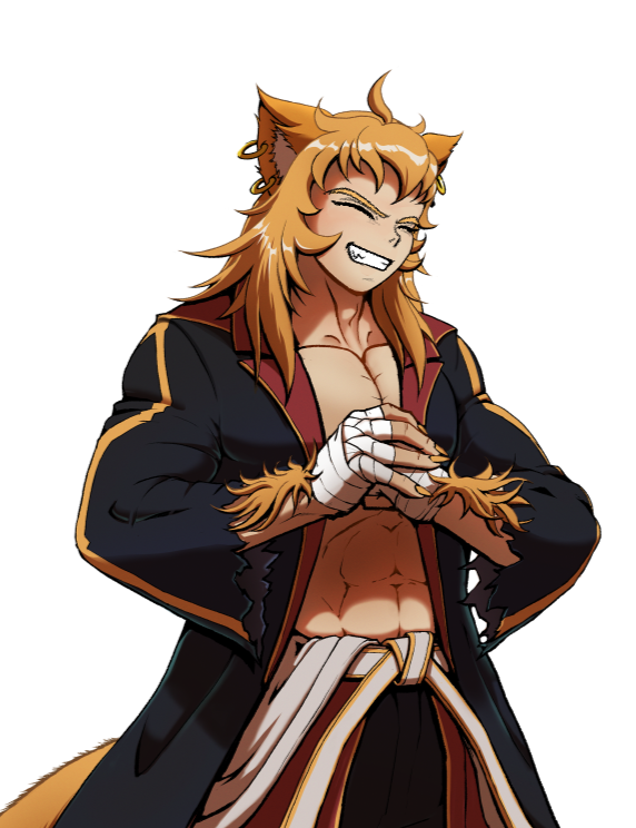 Seth Happy Sprite A grinning catboy who punches his own hand